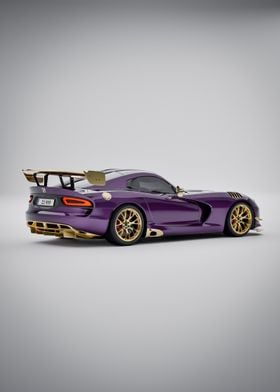 Purple Dodge Viper with Gold Accents - Side Back View