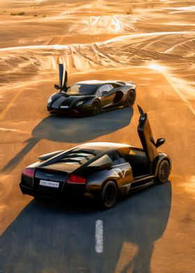 Lamborghini Duo in Desert