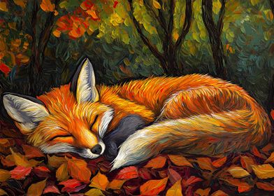 Sleeping Fox in Autumn