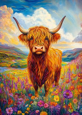 Highland Cow in Meadow