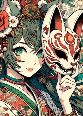 Kitsune Mask Anime Girl