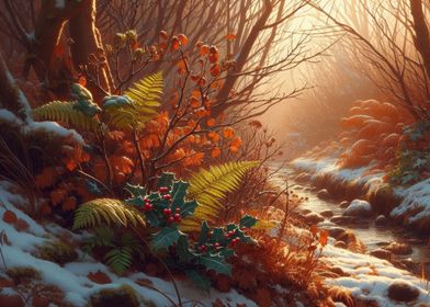 Winter Stream in Forest