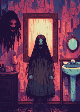 Ghostly Figure in Bathroom