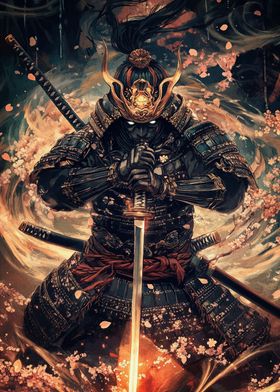 Samurai Warrior Neon Japan