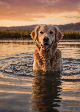 Golden Retriever in Water