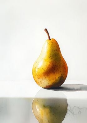 Watercolor Pear Still Life