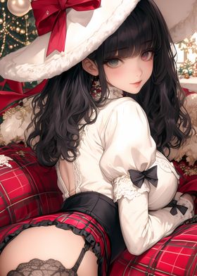 Anime Girl in Santa Hat