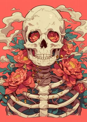 Floral Skull Illustration