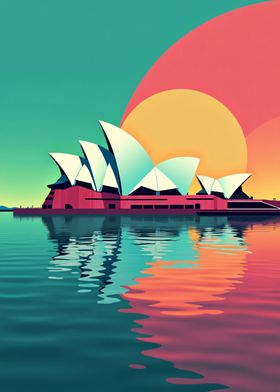 Geometric Sydney Opera House Sunset 