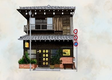 Japanese Coffee Shop Illustration