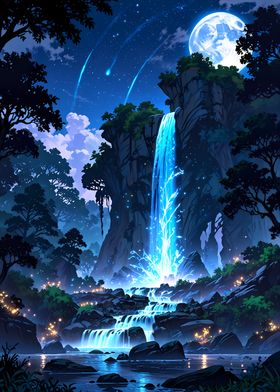 Night Waterfall Fantasy