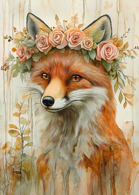 Fox with Floral Crown