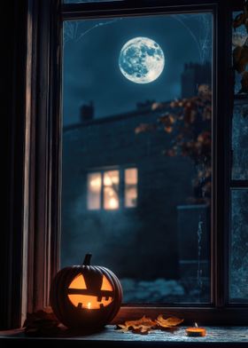 Halloween Jack-o'-Lantern Window