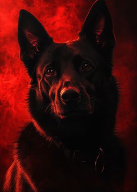 German Shepherd in Red