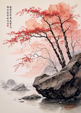 Watercolor Japanese Landscape