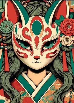 Anime Girl Kitsune Mask