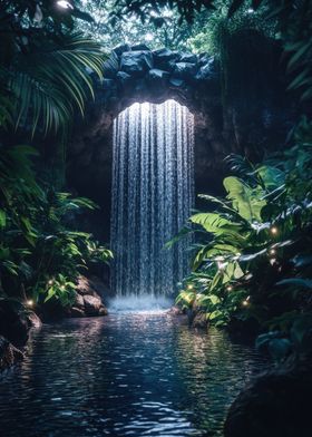 Waterfall in Forest Nature