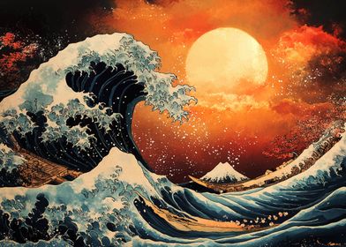 Great Wave Sunset Landscape