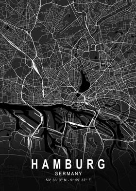 Hamburg Dark City Map