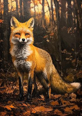 Red Fox in Autumn Woods