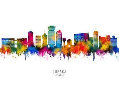 Lusaka Skyline Watercolor