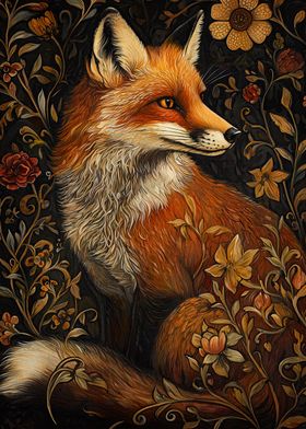 Fox in Floral Tapestry