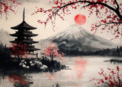 Japanese Pagoda Landscape