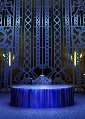 Blue Room with Table and Chair