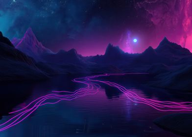 Neon River Landscape