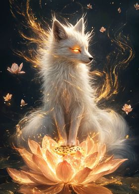 White Fox on Lotus