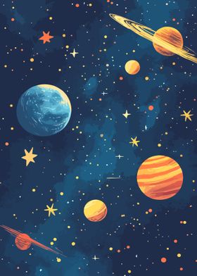 Space Planets Illustration