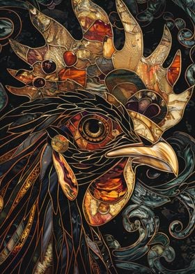 Rooster Mosaic Art