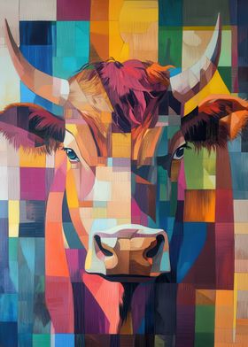 Colorful Cow Portrait