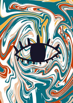 Abstract Eye on Swirling Background