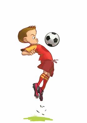 Boy Heading Soccer Ball