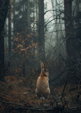 Rabbit in Foggy Forest