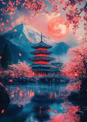 Japanese Pagoda Landscape