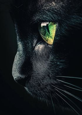 Black Cat With Green Eyes