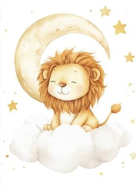 Cute Lion on Cloud