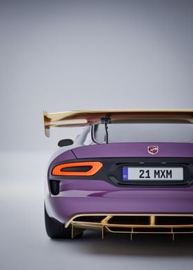 Purple Dodge Viper with Gold Trim - Back View