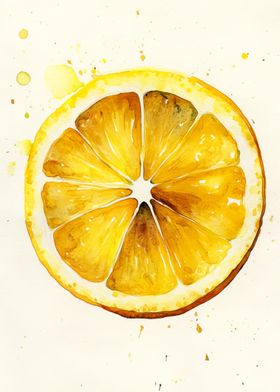 Watercolor Lemon Slice