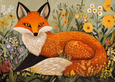 Fox in Wildflowers