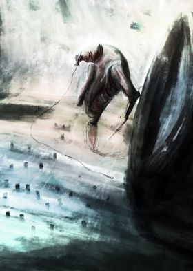 Creature in a Foggy Landscape