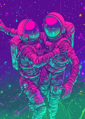 Astronaut Duo in Space