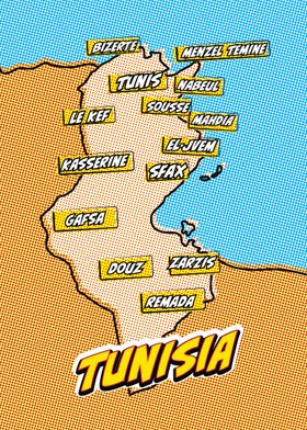 Tunisia Map Pop Art