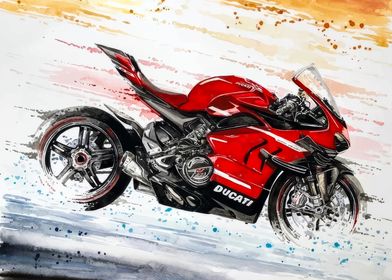 Red Ducati Motorcycle Wate