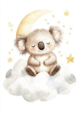 Koala Sleeping on Cloud