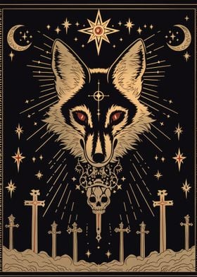 Wolf Skull & Crosses