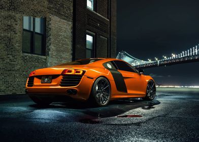 Orange Audi R8 Night Shot