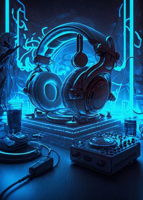 Neon Headphones DJ 